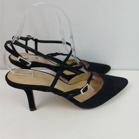 Ann Taylor SZ 8 Strappy Asymmetrical Suede Pump Style # 603186 NEW - Picture 3 of 8